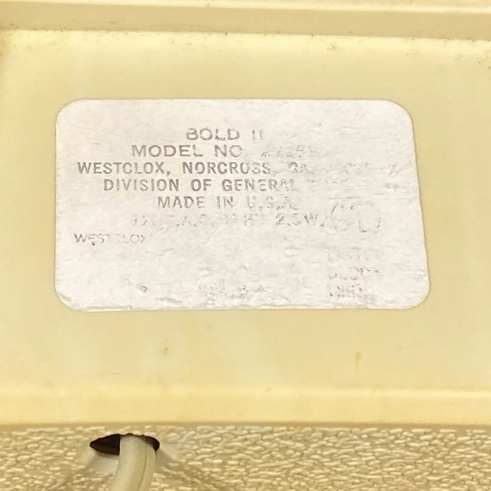 Westclox Bold II Model 22189 Corded Alarm Clock Tested Working Mcm Beige Vintage